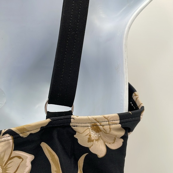 CUPSHE Floral Black Tankini Swimsuit V Neck Adjustable Strap Mid Rise - Picture 11 of 16